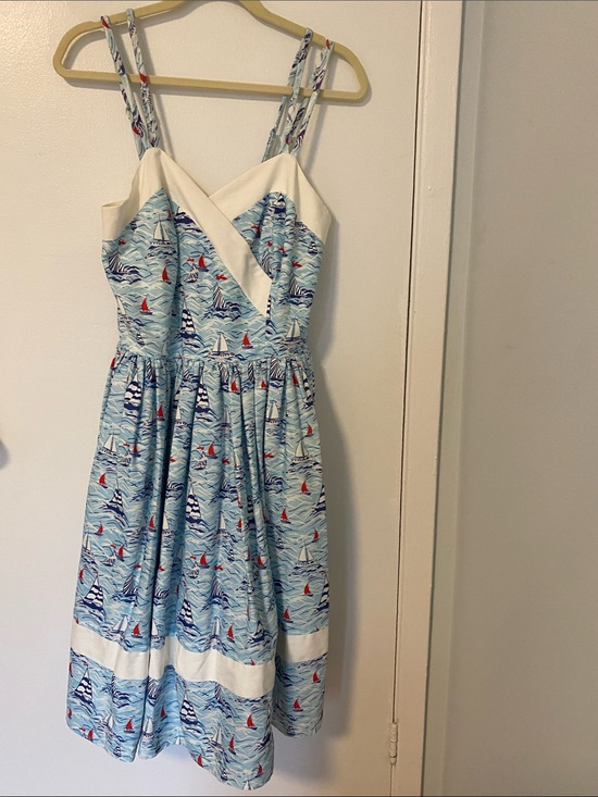 Unique Vintage Dresses & Skirts - Unique Vintage Sailboat/Nautical Print dress